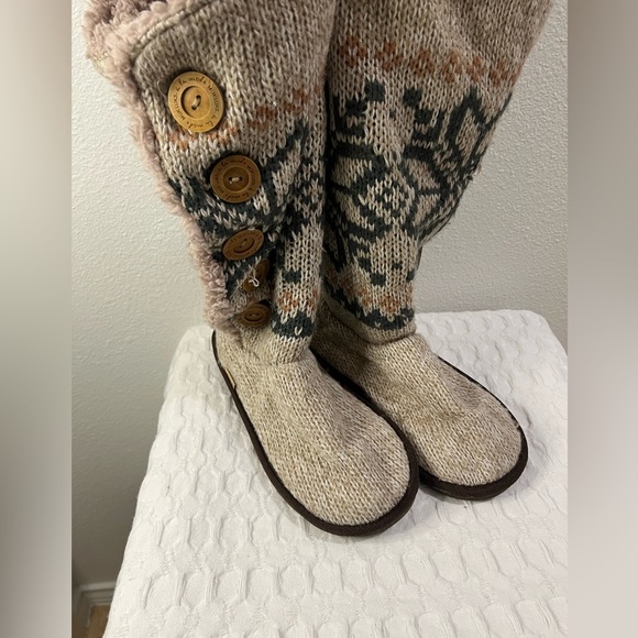 Muk Luks A La Mode Sweater Knit Boots Slippers Slouchy Warm Cozy Women's Size 9 - Picture 4 of 8